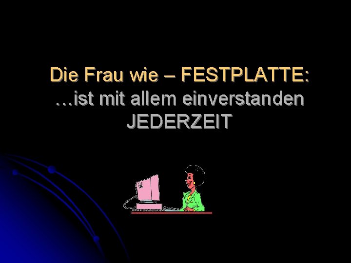 Die Frau wie – FESTPLATTE: …ist mit allem einverstanden JEDERZEIT 