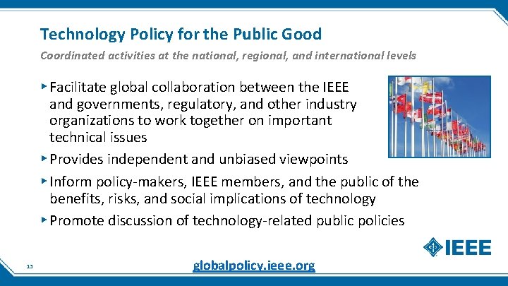 Technology Policy for the Public Good Coordinated activities at the national, regional, and international