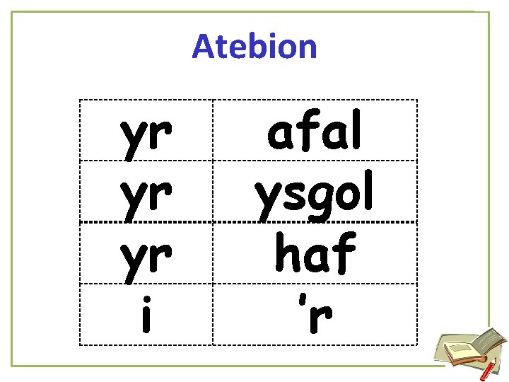 Atebion yr yr yr i afal ysgol haf ’r 