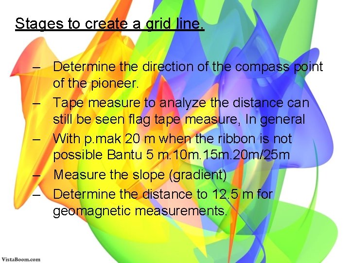 Stages to create a grid line. – Determine the direction of the compass point