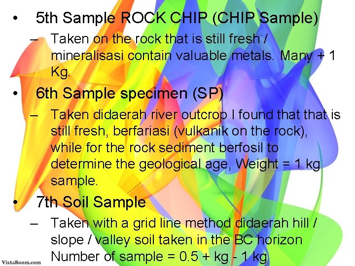  • 5 th Sample ROCK CHIP (CHIP Sample) – Taken on the rock