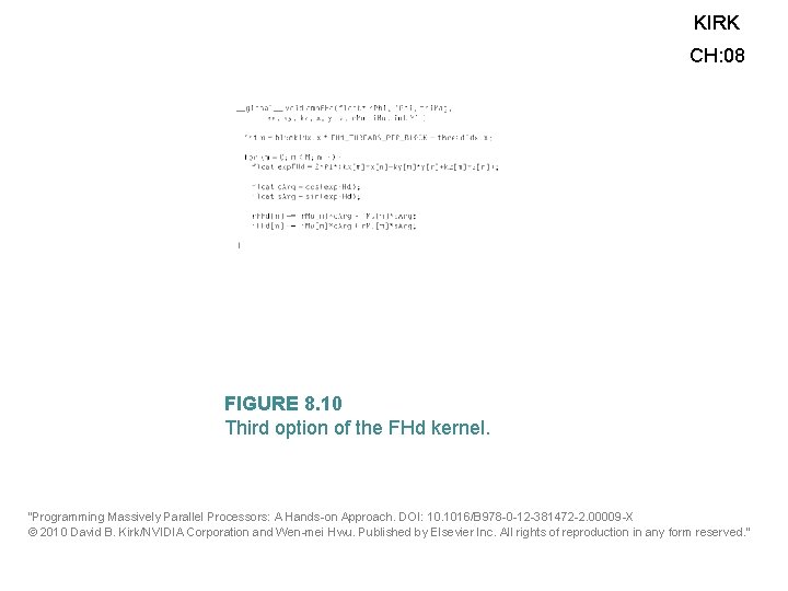 KIRK CH: 08 FIGURE 8. 10 Third option of the FHd kernel. “Programming Massively