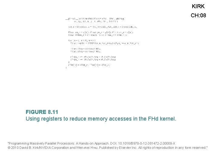 KIRK CH: 08 FIGURE 8. 11 Using registers to reduce memory accesses in the