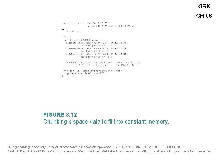 KIRK CH: 08 FIGURE 8. 12 Chunking k-space data to fit into constant memory.