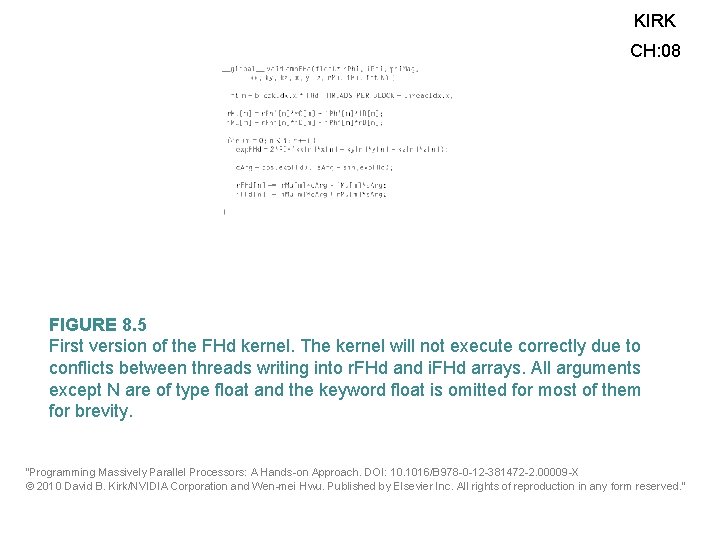 KIRK CH: 08 FIGURE 8. 5 First version of the FHd kernel. The kernel