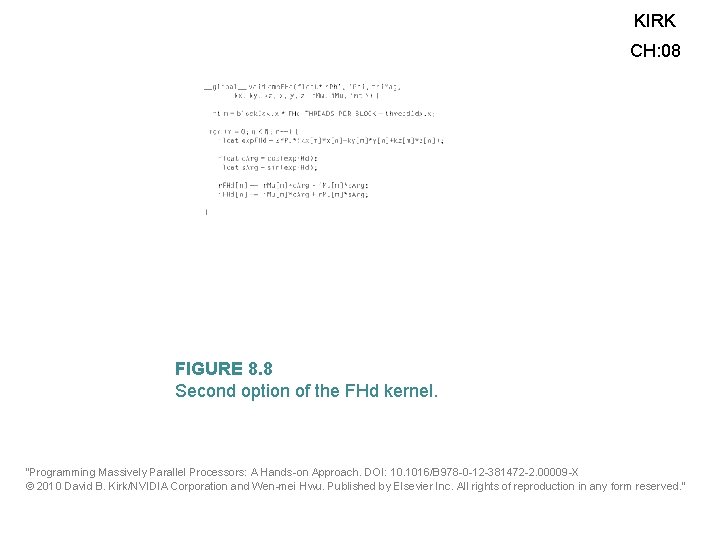 KIRK CH: 08 FIGURE 8. 8 Second option of the FHd kernel. “Programming Massively