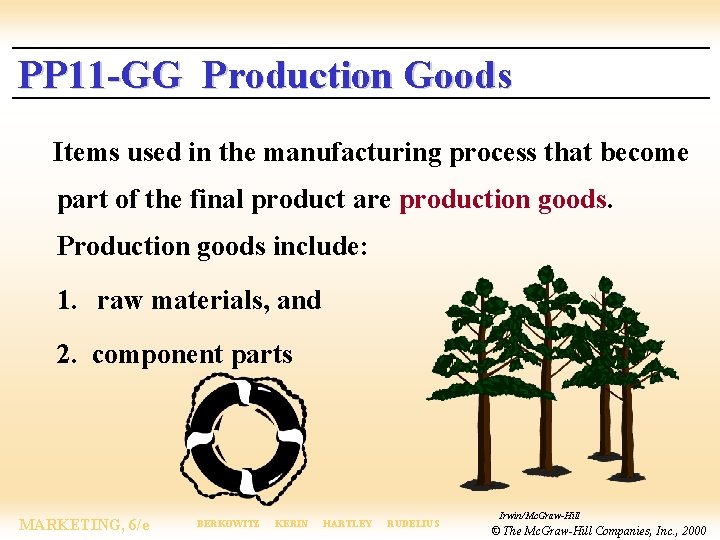 PP 11 -GG Production Goods Items used in the manufacturing process that become part