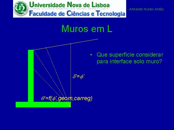 Armando Nunes Antão Muros em L • Que superfície considerar para interface solo muro?