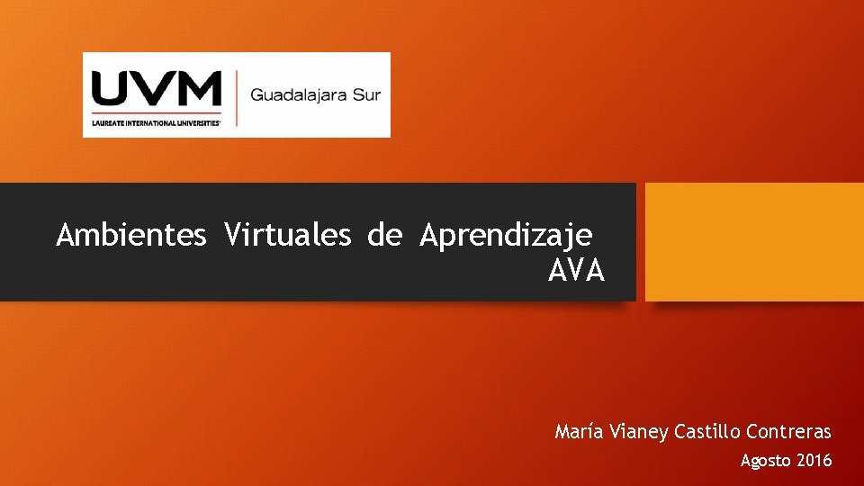 Ambientes Virtuales de Aprendizaje AVA María Vianey Castillo Contreras Agosto 2016 