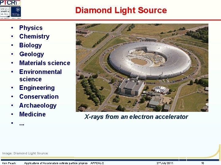 Diamond Light Source • • • Physics Chemistry Biology Geology Materials science Environmental science