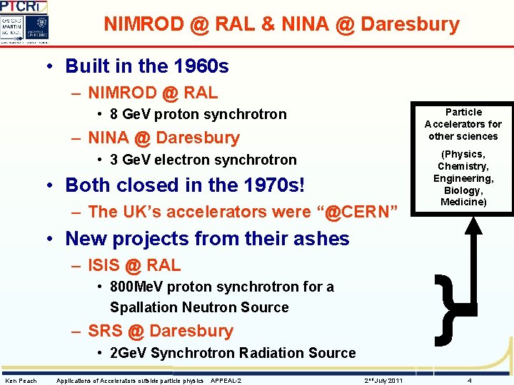 NIMROD @ RAL & NINA @ Daresbury • Built in the 1960 s –