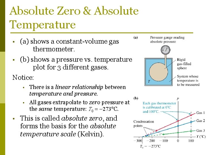 Absolute Zero & Absolute Temperature § (a) shows a constant-volume gas thermometer. (b) shows