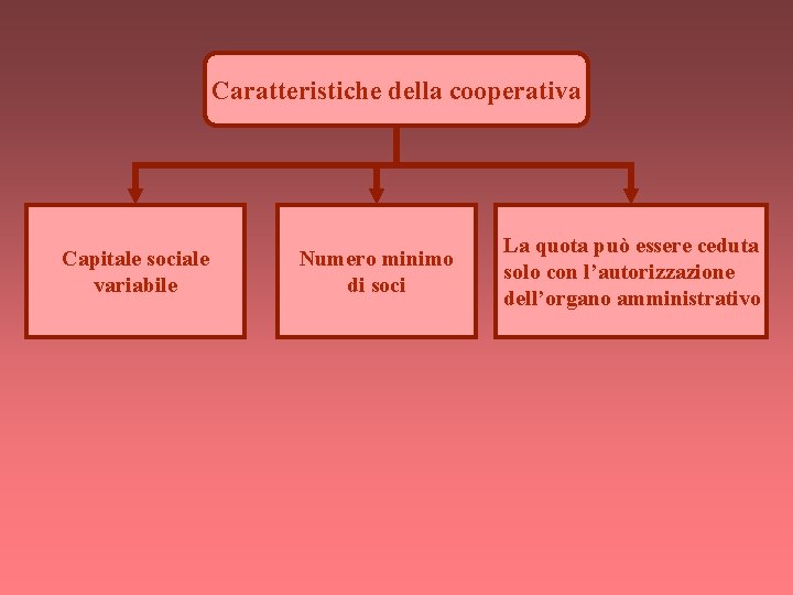 Caratteristiche della cooperativa Capitale sociale variabile Numero minimo di soci La quota può essere