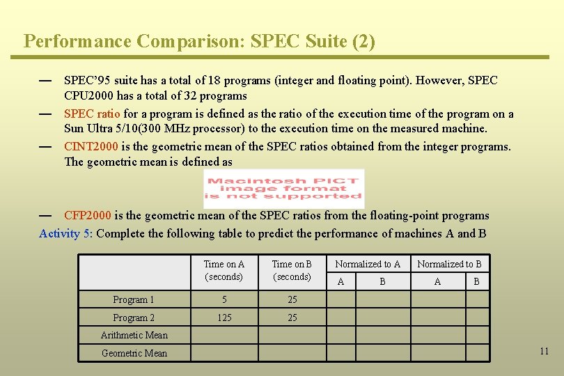 Performance Comparison: SPEC Suite (2) — SPEC’ 95 suite has a total of 18