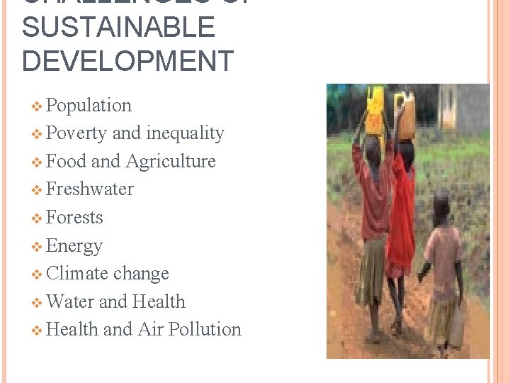 Development Challanges THE MILLENNIUM DEVELOPMENT GOALS AND THE SUSTAINABLE MANAGEMENT