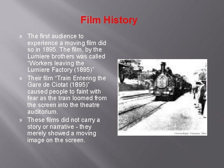 Film History » The first audience to experience a moving film did so in