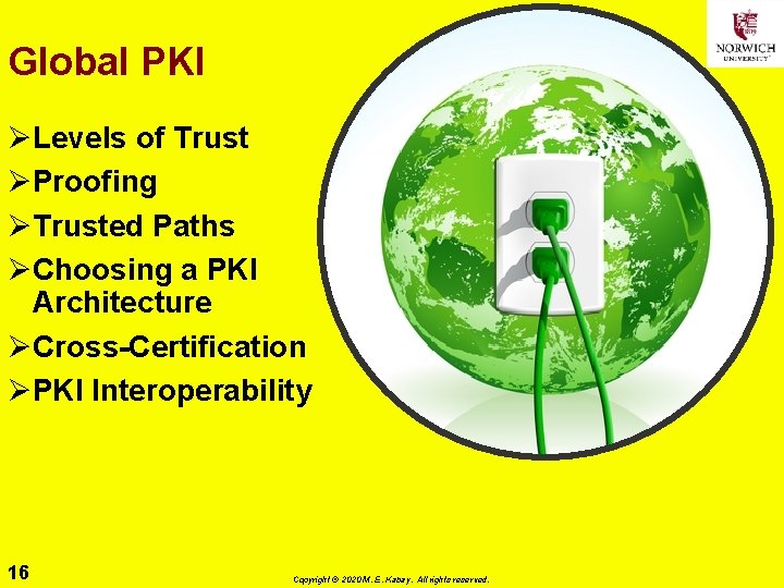 Global PKI ØLevels of Trust ØProofing ØTrusted Paths ØChoosing a PKI Architecture ØCross-Certification ØPKI
