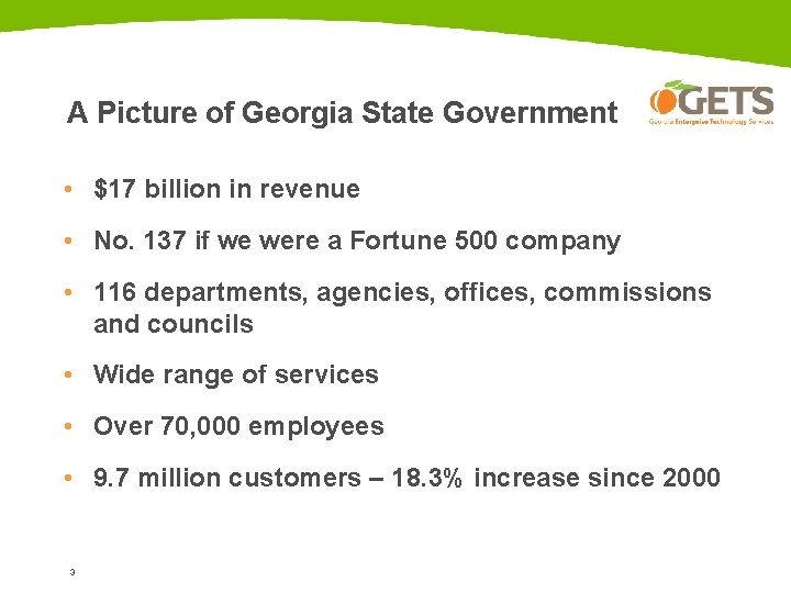 A Picture of Georgia State Government • $17 billion in revenue • No. 137