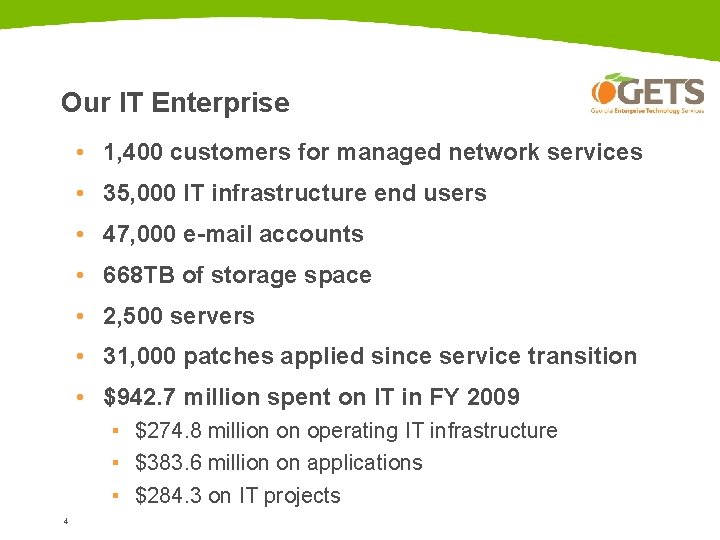 Our IT Enterprise • 1, 400 customers for managed network services • 35, 000