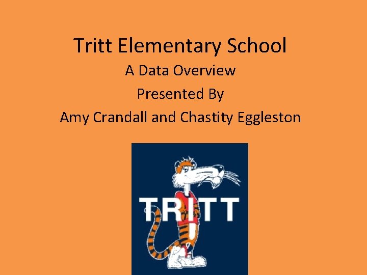 Tritt Elementary School A Data Overview Presented By Amy Crandall and Chastity Eggleston 