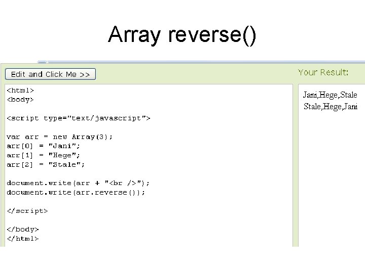 Array reverse() 