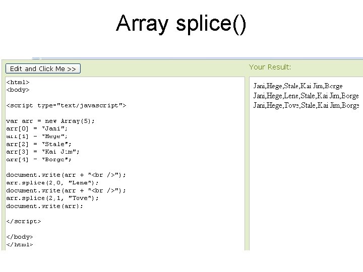 Array splice() 