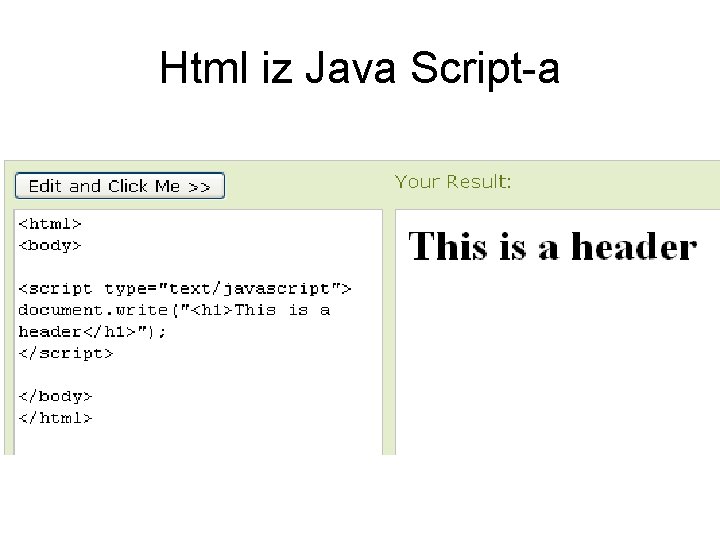 Html iz Java Script-a 