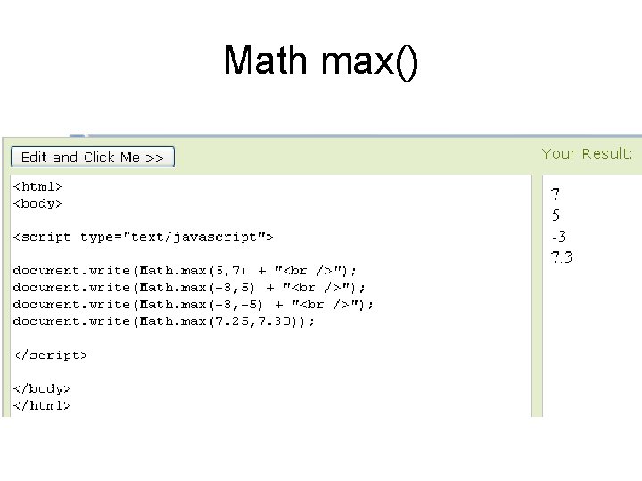 Math max() 