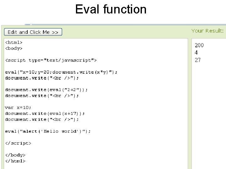 Eval function 