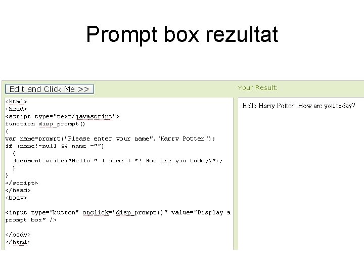 Prompt box rezultat 