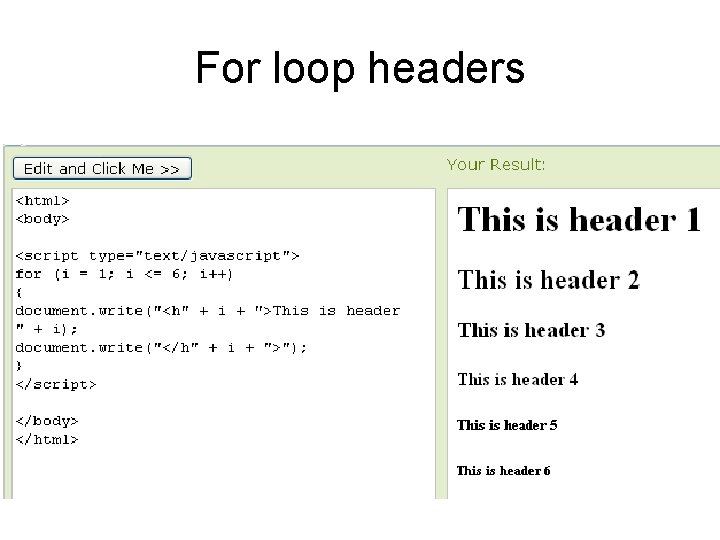 For loop headers 