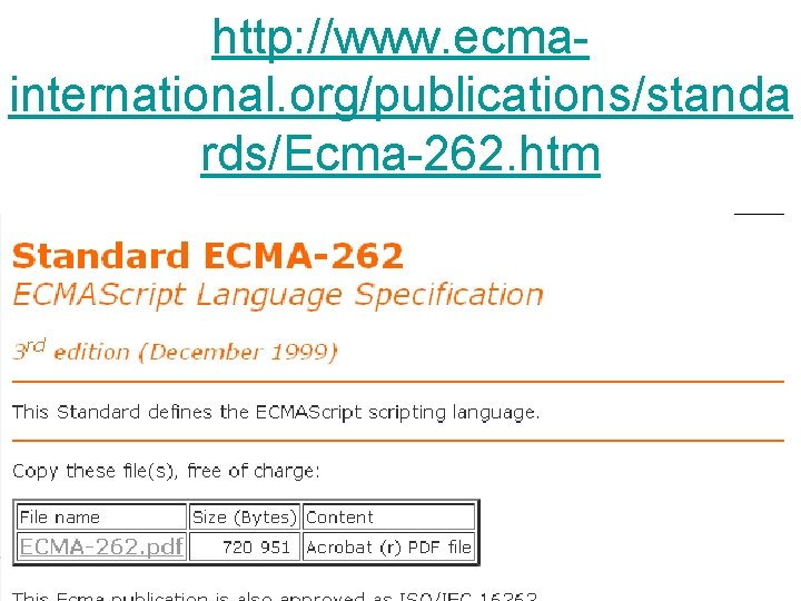 http: //www. ecmainternational. org/publications/standa rds/Ecma-262. htm 
