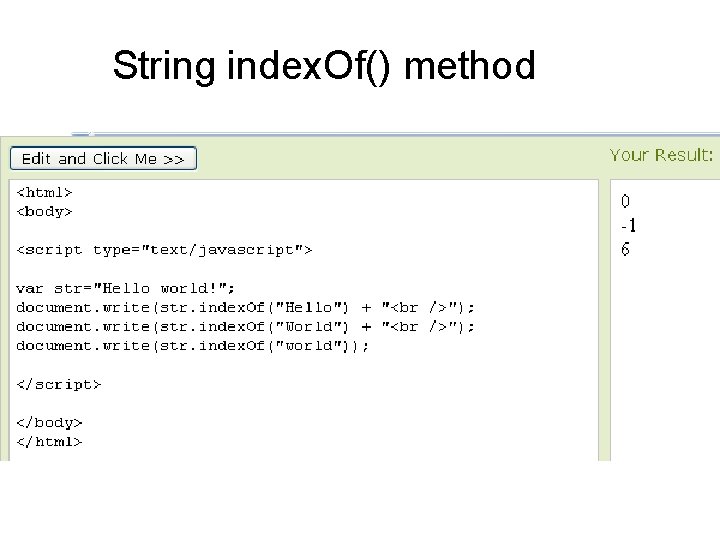 String index. Of() method 