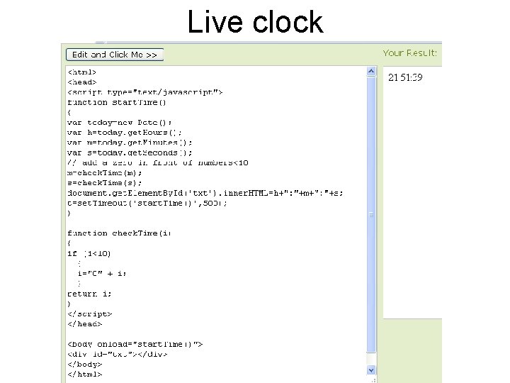 Live clock 