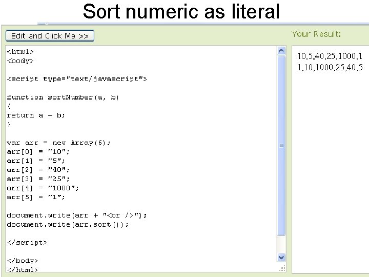 Sort numeric as literal 