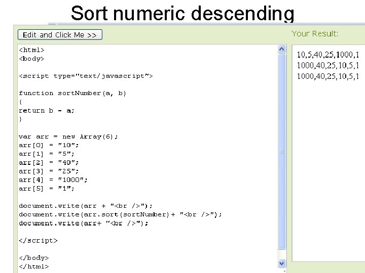 Sort numeric descending 