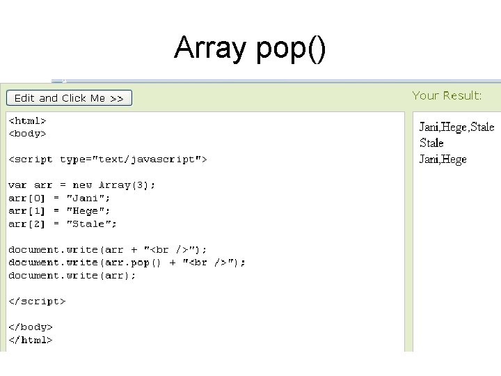 Array pop() 