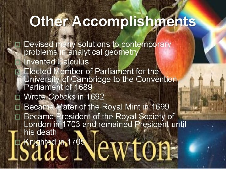 Other Accomplishments � � � � Devised many solutions to contemporary problems in analytical