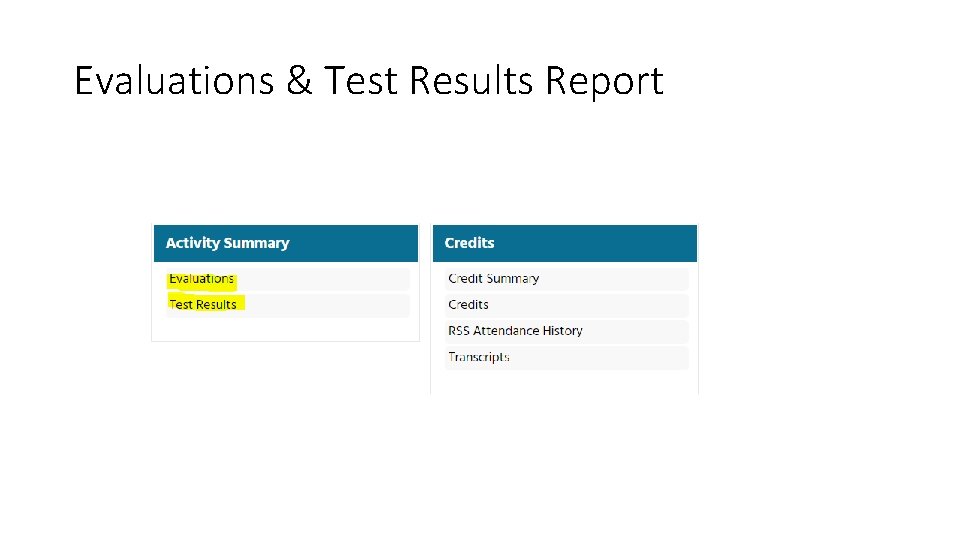 Evaluations & Test Results Report 