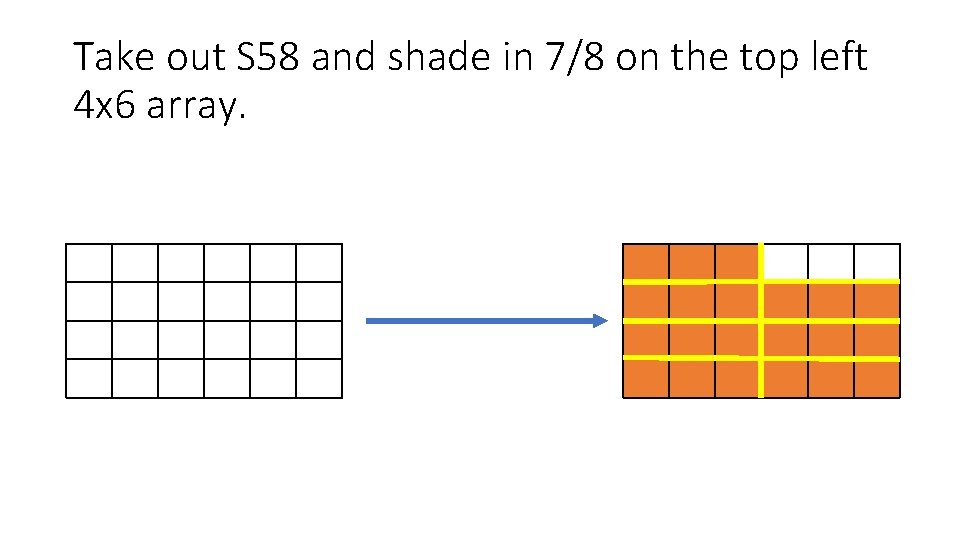 Take out S 58 and shade in 7/8 on the top left 4 x