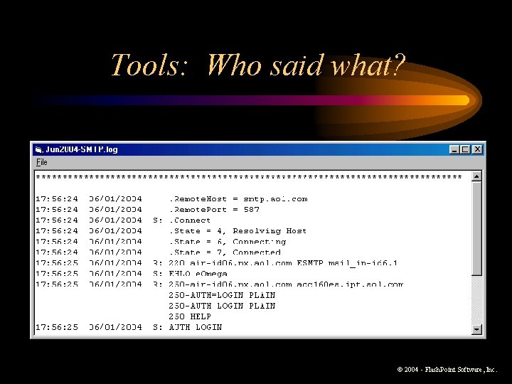 Tools: Who said what? © 2004 - Flash. Point Software, Inc. Tools: Who said what? © 2004 - Flash. Point Software, Inc.