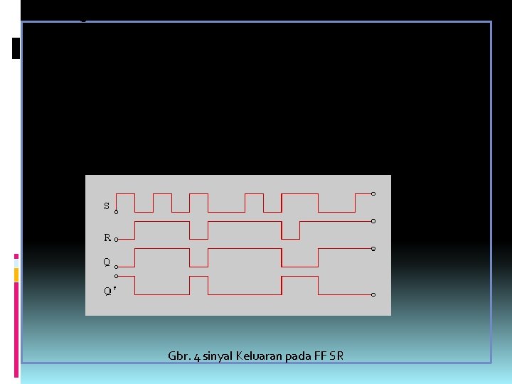 Mengeset FF berarti membuat keluaran Q = 1 dan mereset FF berarti membuat keluaran