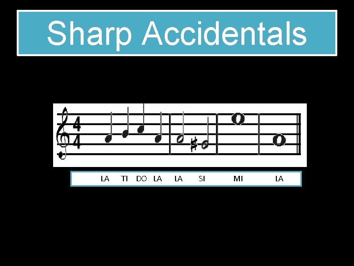 Sharp Accidentals LA TI DO LA LA SI MI LA 