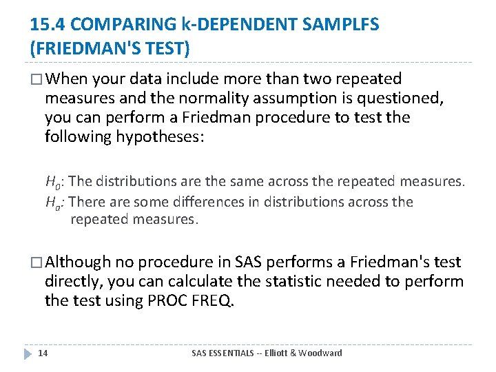 15. 4 COMPARING k-DEPENDENT SAMPLFS (FRIEDMAN'S TEST) � When your data include more than 15. 4 COMPARING k-DEPENDENT SAMPLFS (FRIEDMAN'S TEST) � When your data include more than
