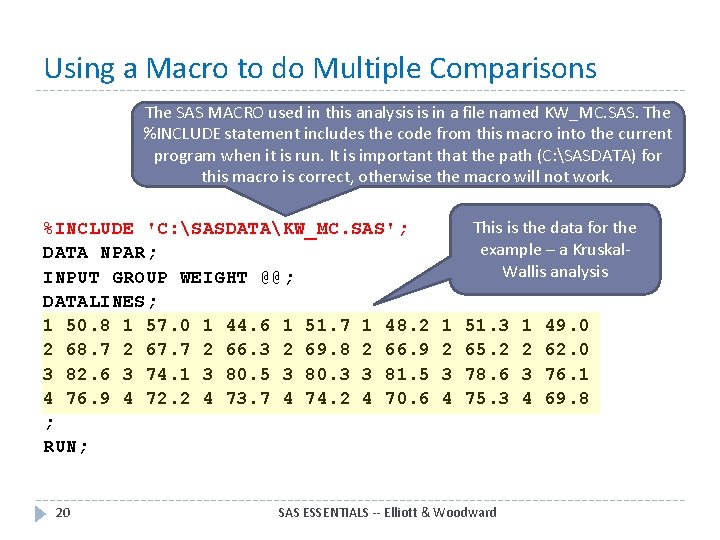 Using a Macro to do Multiple Comparisons The SAS MACRO used in this analysis Using a Macro to do Multiple Comparisons The SAS MACRO used in this analysis
