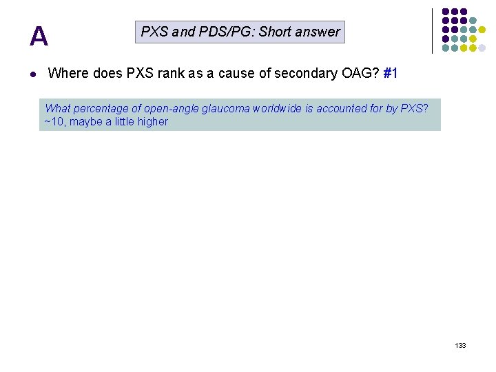 A l PXS and PDS/PG: Short answer Where does PXS rank as a cause