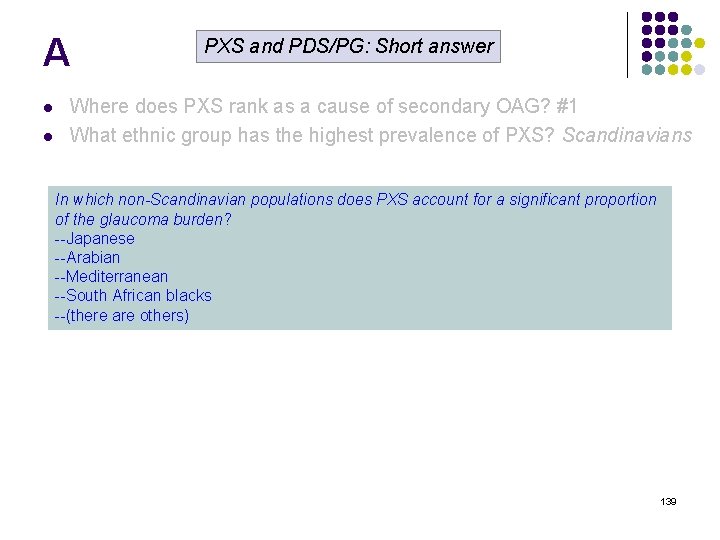 A l l PXS and PDS/PG: Short answer Where does PXS rank as a