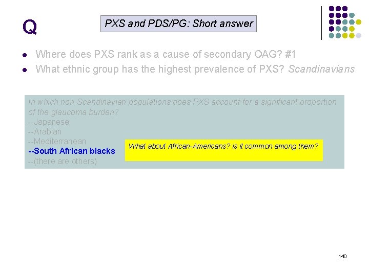 Q l l PXS and PDS/PG: Short answer Where does PXS rank as a
