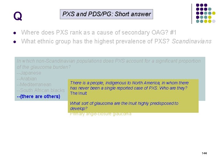 Q l l PXS and PDS/PG: Short answer Where does PXS rank as a