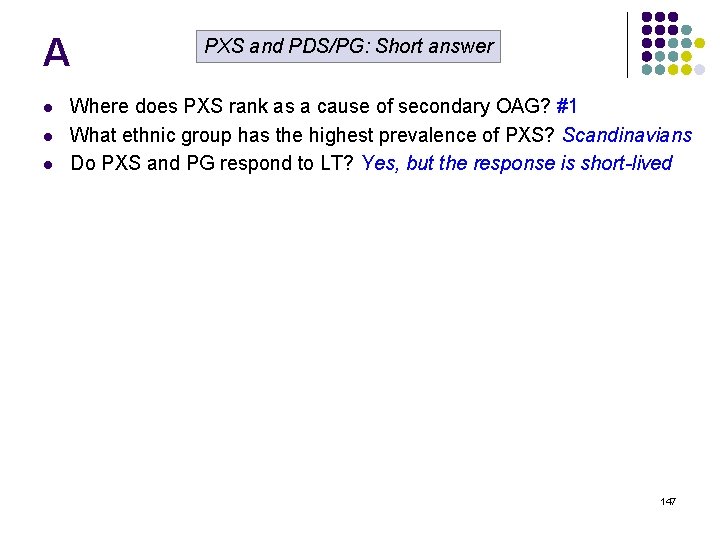 A l l l PXS and PDS/PG: Short answer Where does PXS rank as